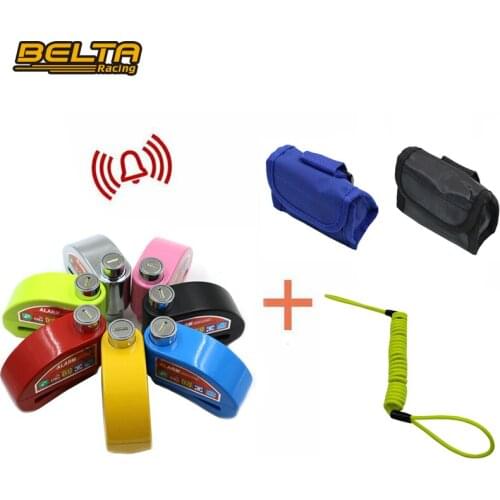 Universal New Motorcycle Moto Scooter Bicycle Security Anti-Theft Disc Alarm Lock With Bag And Reminder Spring Cable KSS-L101