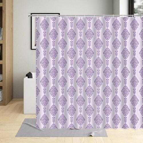 Antique Style Baroque Gray White Floral Graphic Pattern Shower Curtains Damask Decor Screen Waterproof Hanging Curtain With Hook