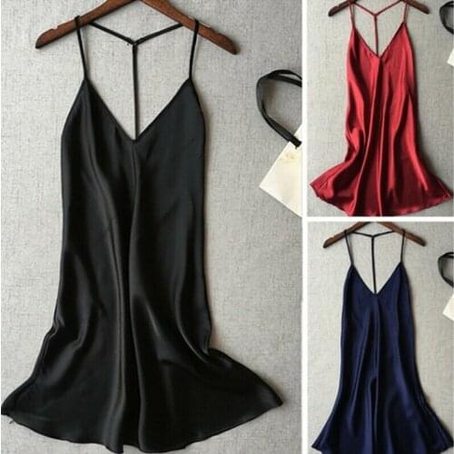 Ladies Sexy Silk Satin Night Dress Sleeveless Nighties V-neck Nightwear For Women Nightgown Plus Size Nightdress Sleepwear