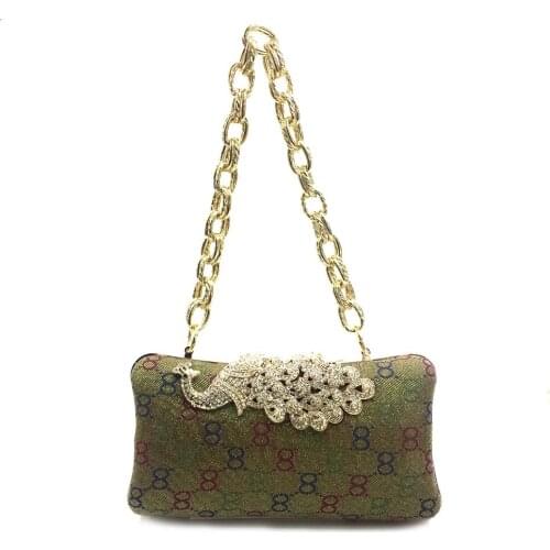 Womens Peacock Evening Clutch Bag/Purse Diamond Rhinestone Peacock Bag Crystal Day Clutch Wallet Wedding Purse