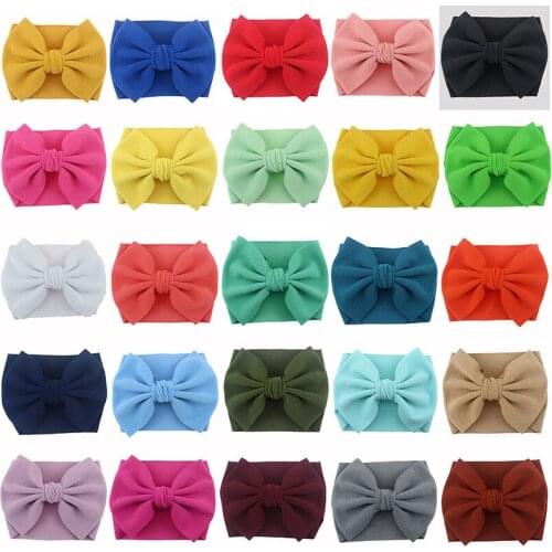 25 pcs/lot, Baby Girls Big Bow turban headband, Fabric Knot bow headwraps Girls Birthday Party Gifts Hair Accessories