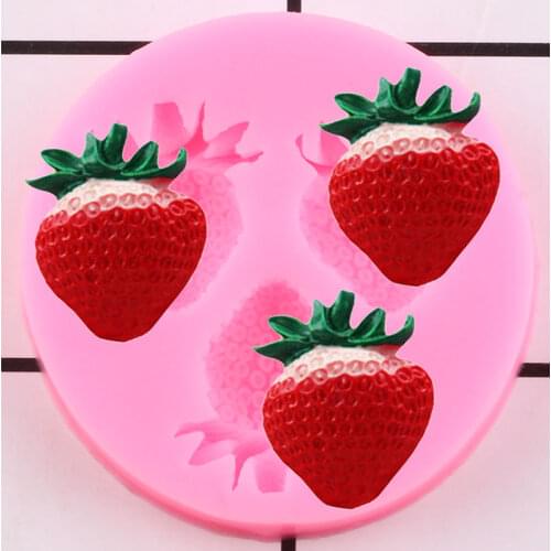 3D Fruit Strawberry Silicone Molds Chocolate DIY Party Fondant Cake Decorating Tools Cupcake Topper Candy Polymer Clay Moulds