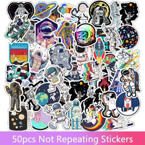 50Pcs/Set Astronaut Space Cartoon Stickers DIY Skateboard Fridge Phone Guitar Motorcycle Laptop Luggage Classic Toy Stickers