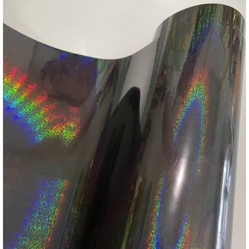 Glitter Holographic Laser Black Chrome Vinyl Sheet Car Wrap Film Self Adhesive Sticker with Air Release