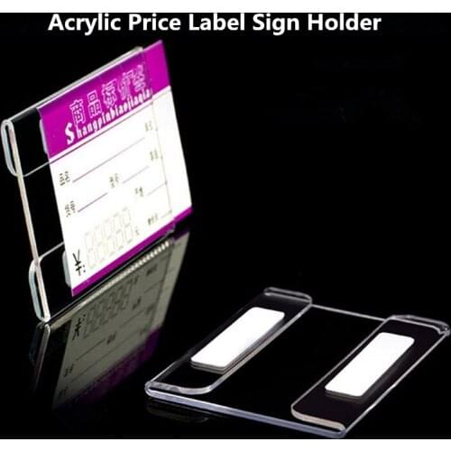 10pcs Acrylic Table Price Label Tags Wall Mount Price Listing Paper Frame Sign Holder Display Stand