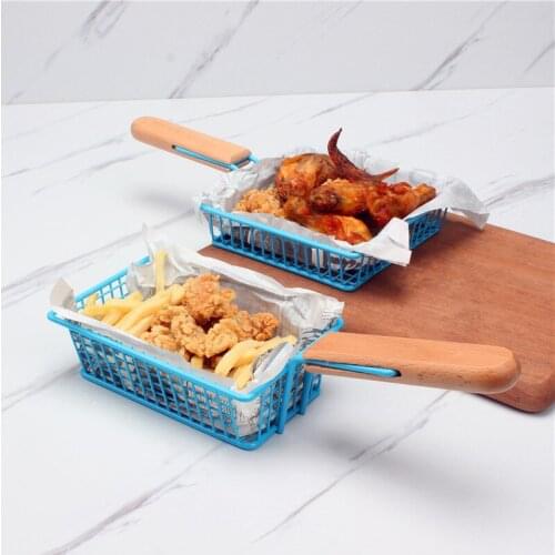 American Creative Tableware Frying Basket New Design Snack And Chip Baskets Fast Food Tray Bread-and-fried chicken Plate Blue