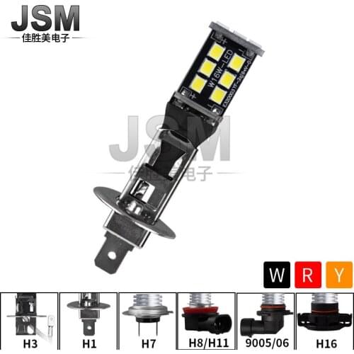 Automobile Led Fog Lamp H1 H3 2835 15smd W16w Decoding High Power Front Fog Lamp Anti Fog Lamp Led Lights for Car