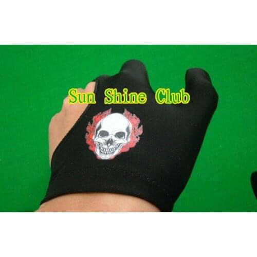 Free shipping 5pcs/lot high stretch 3 finger Skull-design billiard gloves/Pool Table Snooker billiard table Gloves