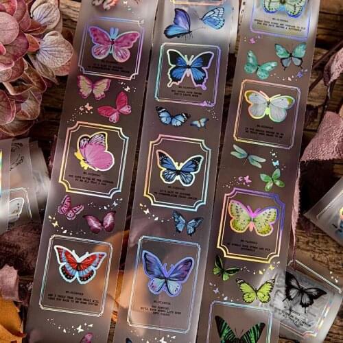 Sparkling Butterfly Washi Tape Diy Decoration Scrapbooking Planner Masking Adhesive Label Sticker for Album Diary DIY Craft Tape