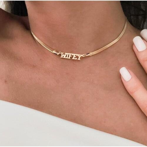 Custom Name Gothic Nameplate Necklace For Women Stainless Steel Gold Snake Chain Choker Necklaces Men Boho Pretty Jewelry Gift