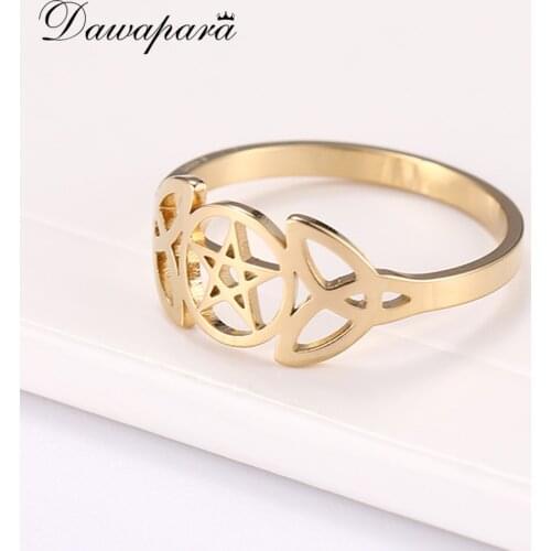 Dawapara Pentagram Celtics Knot Ring Stainless Steel Gothic Satanic Witchcraft Wiccan Pagan Druid Occult Jewelry