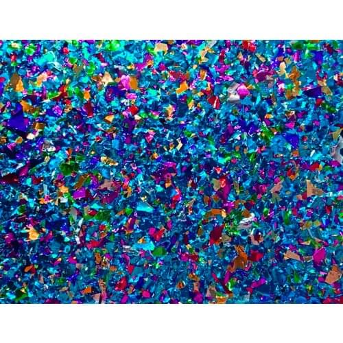 Acrylic/PMMA 2-Sided Chunky Glittering Sheets 4.0mm for Jewelries, Crafts, Art Works, Decoration - Cyan Blue (JC02)