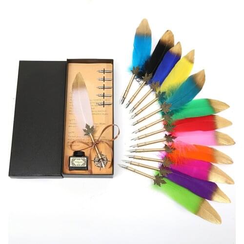 European retro high-grade feather pen dip pen English gift box, Christmas gift to colleagues to send a couple gift