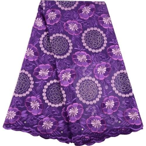 Purple Swiss Voile Lace In Switzerland High Quality Nigerian Cheap Cotton Lace Material African Swiss Dry Lace For Dress F1517