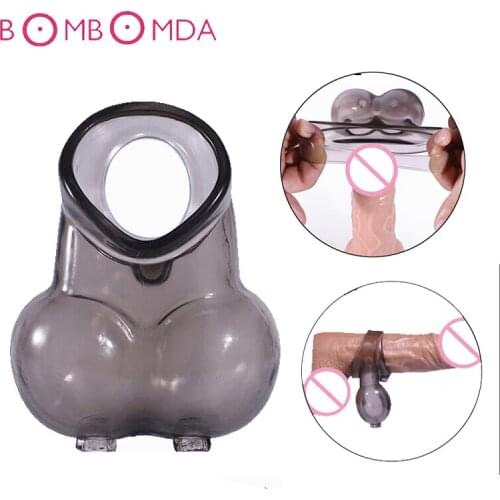 Male Penis Rings Ball Stretcher Scrotum Bondage Restraint Sex Toys For Men Chastity Cage Reusable Delay Ejaculation Cock Sleeve