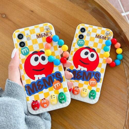 Korea Elves Smiley Rainbow bracelet Phone Case for iphone 11 12 Pro Max XR X XS 7 8 plus SE 2020 Cute Cartoons Soft Back Cover