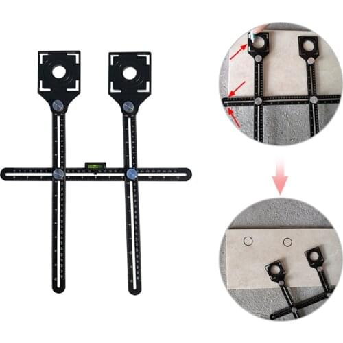 Tile Hole Locator Multi-Functional Adjustable Tool Masonry Double Head Folding Ruler Wall Tile/Glass Fixed Punch Angle Measuring