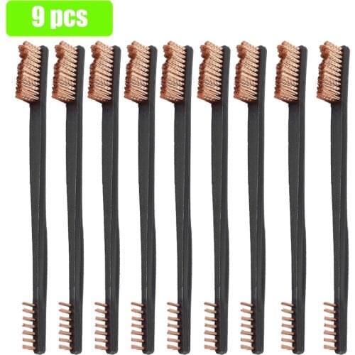 9PCS Hunting Gun Cleaning Brush Set Double-ended Copper Brush Tactical Rifle Pistol Gun Cleaning Tool Hunting Accessories