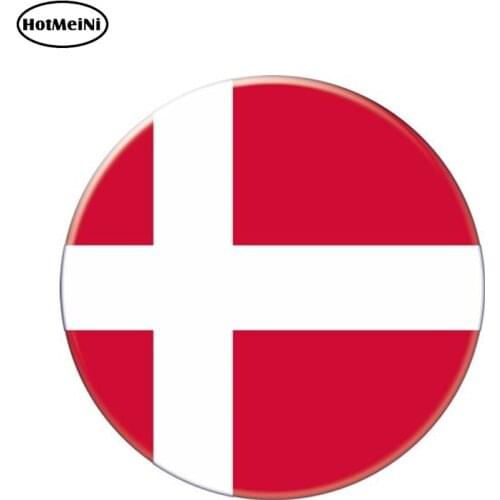 HotMeiNi 13cm x 13cm Auto Moto Bike Suitcase Laptop Flag Round Denmark Decal Reflective Car Sticker Waterproof 3D Car Styling
