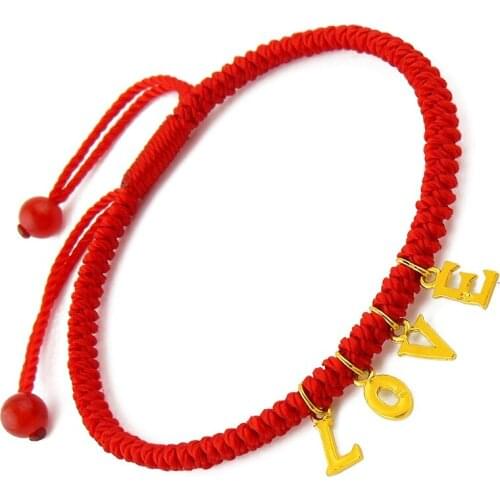 New Pure 999 24K Yellow Gold Chain Women Love Knitted Bracelet Adjustable