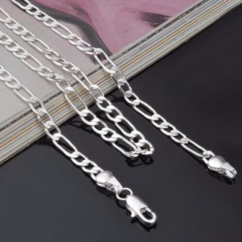4mm 16-30inches Chain Necklace Fashion Classic Figaro Long Choker Clavicle Jewelry For Unisex 2021 New