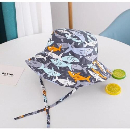Summer Baby Bucket Hat Boys Girls Sun Cap Children Panama Cotton Hats Kids Fisherman Hat Cartoon Dinosaur Unicorn Fruit Caps