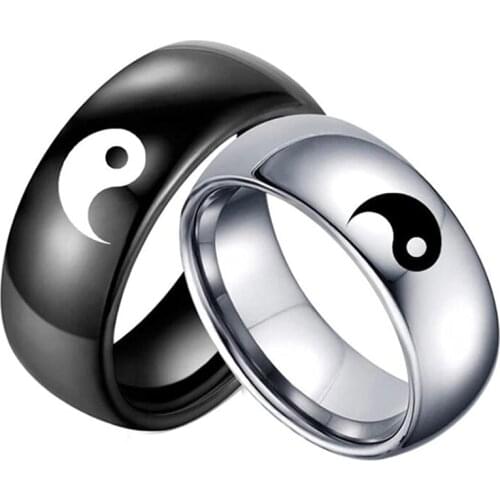 Couple Ring Chinese Style Tai Chi Rings for Creative Yin Yang Gossip Punk Men Women Accessories Jewelry Lover Gifts for Friends