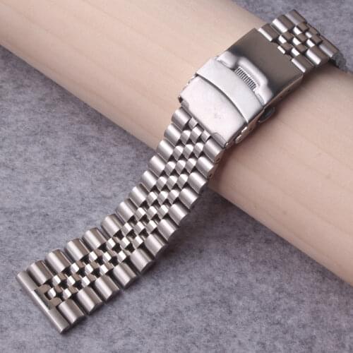 Watchbands new style Stainless Steel Watch Band 20mm 22mm 24mm for Luxury Watches Safety Clasp Strap Loop Belt Bracelet Silver