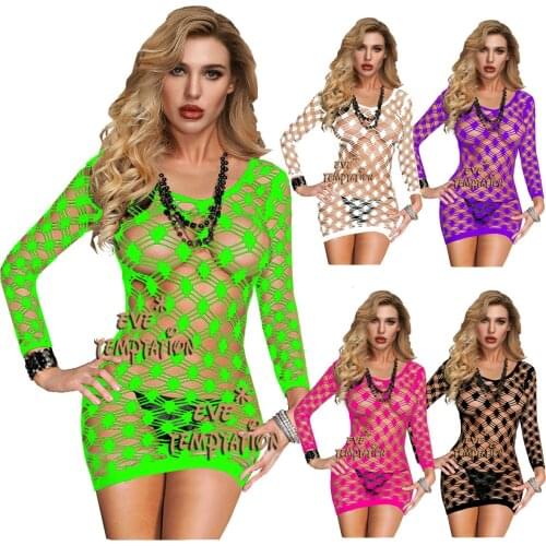 Sexy crochet lingerie femme sexy Babydoll Underwear costumes sleepwear Chemises pom Nightgown lattice sexy dress for sex W052