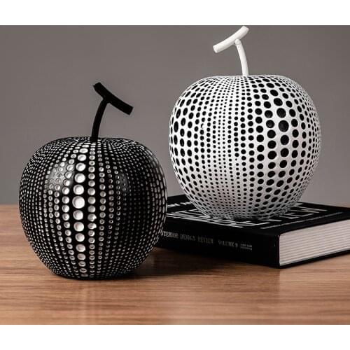 Fruit Abstract Statue Ornaments Simple Room Decoration White Black Apple Resin Statue Desk Decoration Home Decoration Modern