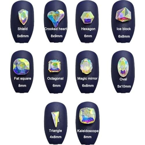 Nail Art Rhinestone Sharp Bottom Mixed Shape Crystal AB High Quality K9 Glass Stone 3D Fingernail Decoration 30Pcs/100Pcs