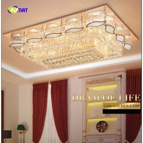 FUMAT 2Layers L120CM Rectangular Crystal K9 Stainess Steel LED Ceiling Lamp Big High-Grade For Dining Room Foyer Kitchen Etc