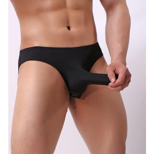 Sexy Briefs Underwear Men Elephant nose Bulge Pouch New Ice-threaded Bullet Sexy Breathable gay Underwear home cueca male homme