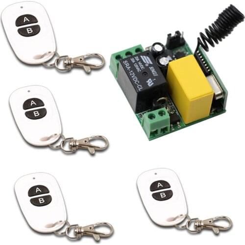 Smart Home AC220V Receiver&4pcs White Transmitter RF Wireless Mini Remote Control Switch 1CH 10A for Light Lamp 315/433mhz