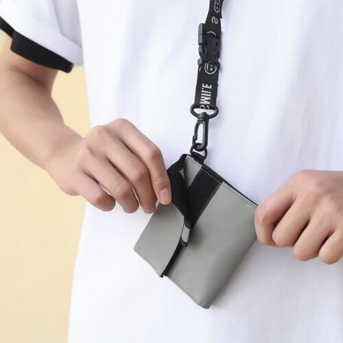 RFID Waterproof Card Holder Case Wallet Women Three Fold Mini Small Bag Men Travel NFC Anti-Theft Neck Strap Card Cover Purse