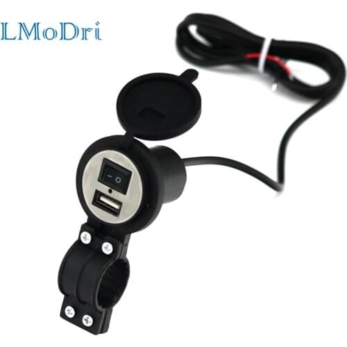 LMoDri Motorcycle Electric Bicycle Handlebar Waterproof USB Charger Adapter Scooter Power Supply Port Socket For Phone Ipad GPS