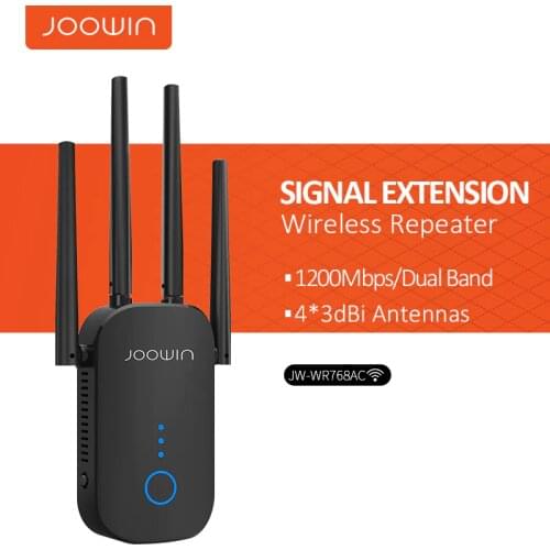 Joowin 1200Mbps Dual Band 2.4&5.8Ghz Wireless Wifi Extender Wi-fi Repeater 4*3dBi Antenna Long Range Signal Amplifier