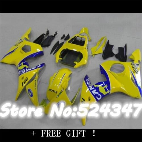 Injection Yellow Camel bodywork Fit For YZF 600 R6 2003 2004 2005 motorcycle Fairing Kit YZFR6 03 04 05 YZF600R6 Black Cowling