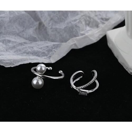 A Girl' Pearl Earrings Without Pierced Ear Cuff Korean Simple Female Gentle Temperament Cross Zirconia Ear Clip