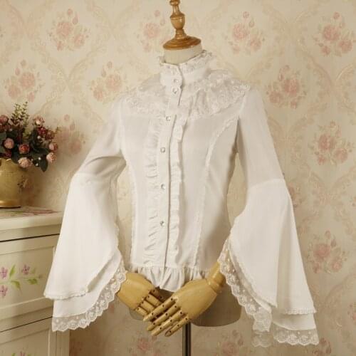 Gothic Style Women Lolita Blouse Long Sleeve Lace Shirts Vintage Renaissance Victorian Medieval Women Lolita Blouse