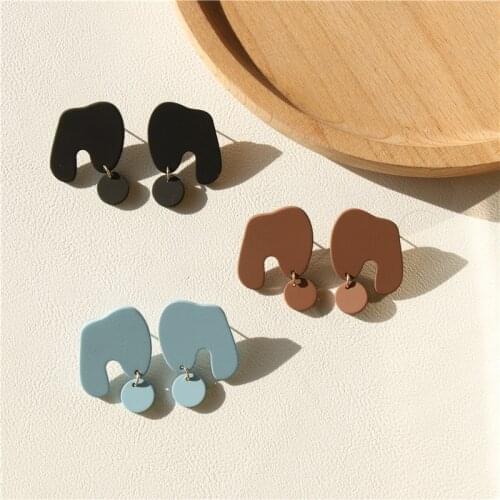 AOMU 2020 New Design Geometric Irregular Multicolor Solid Color Acrylic Drop Earrings for Women Girls Party Jewelry Gifts