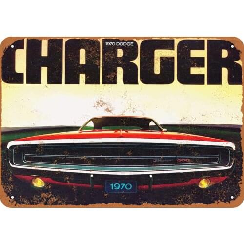 Tin Signs Metal Sign 1970 Dodge Charger 500 Holiday Vintage Poster Metal Plaques for Funny Wall Decoration Art Sign Gifts for