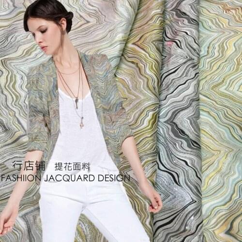 New gold fashion jacquard woven cotton fabric High-grade wave gold jacquard fabric small suit skirt trousers Jin Jin fabric