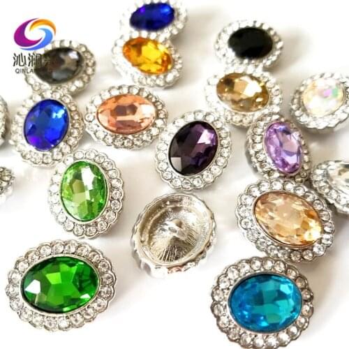 10x14mm 10pcs Oval shape top quality sew on Glass Crystal buckle,Silver base rhinestones for Diy/Clothing/wedding decoration