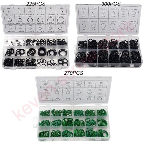 225PCS 270PCS 300PCS O Ring Rubber Washer Seals Assortment Black O-Ring Seals Set Nitrile Washers High Quality For Car Gasket