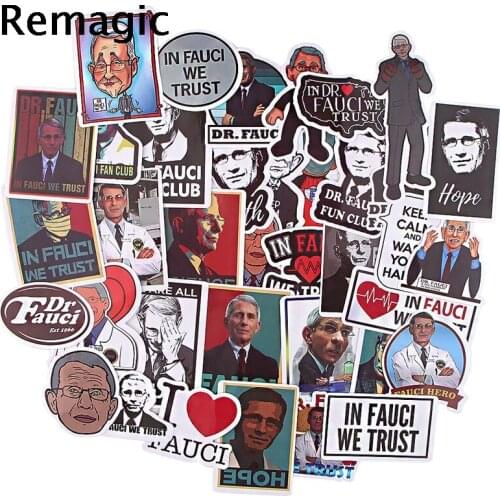 36pcs Anthony S. Fauci Cartoon scrapbooking Stickers packs Waterproof Skateboard Suitcase Guitar Graffiti decals pasters Kid Toy