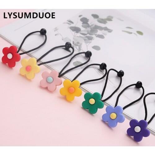 6Pcs/Lot Hair Accessories Elastic Hair Bands Candy Color Flower Scrunchie Korean Gums Hoops Solid Headdress Hair Bands for Girls