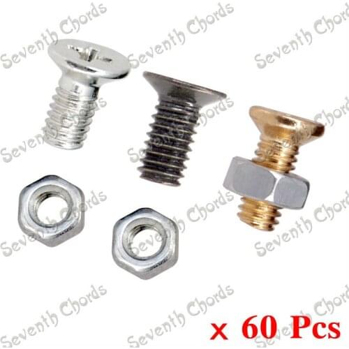 60 Pcs Silver Guitar Pickguard Bracket Mounting Screws and Nuts For LP Electric Guitar Replacement parts (M4*8.5MM)