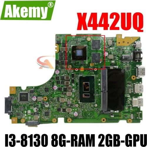 Akemy Laptop motherboard For Asus X442UQ X442UN X442UNR X442UF X442UR A480U X442U mainboard W/ I3-8130 8G-RAM 2GB-GPU