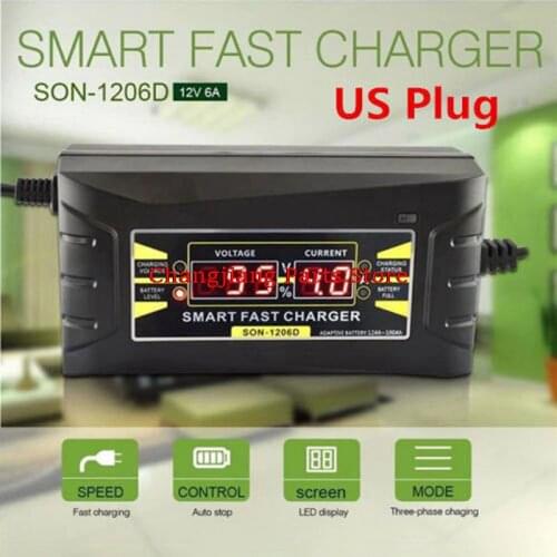 Car Battery Charger 12V 6A 10A Intelligent Full Automatic Auto Smart Fast Power Charging For Wet Dry LCD Display US Plug
